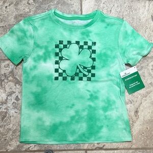 NWT size XS Green Tie-Dye Kids Shirt with Shamrock Design
